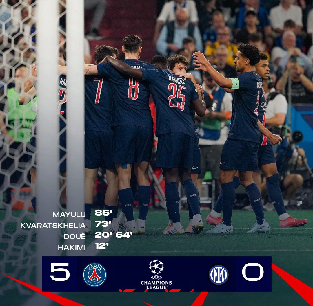 巴黎圣日耳曼50横扫国际米兰 成就队史首座欧冠